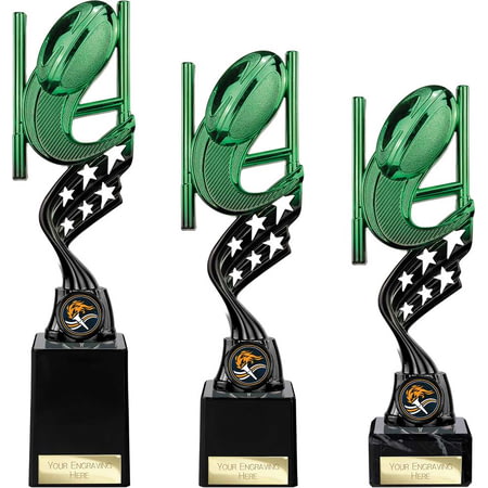 Innov8 Rugby Plastic Trophy Green & Black