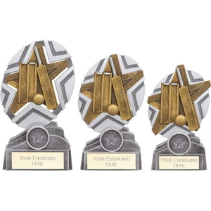 The Stars Cricket Plaque Award Silver & Gold