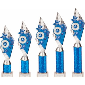 Pizzazz Plastic Trophy Silver & Blue