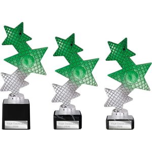 Trinity Star Multisport Plastic Trophy Green & Silver