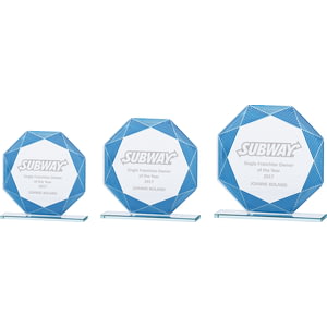 Jade Vortex Glass Award Blue & Silver
