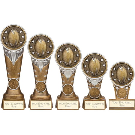 Ikon Tower Rugby Award Antique Silver & Gold