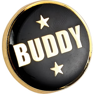 Heritage Buddy Pin Badge Black & Gold 20mm