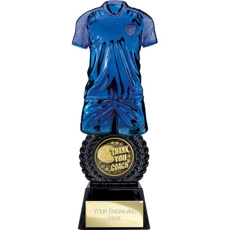 Intensity Football Thank You Coach Award Blue & Carbon Black 260mm