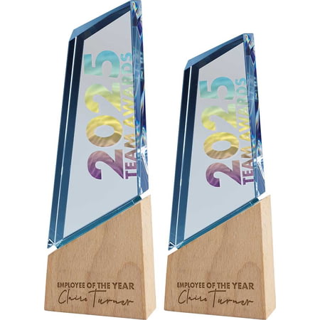 Mountain Peak Glass Award Clear & Beechwood