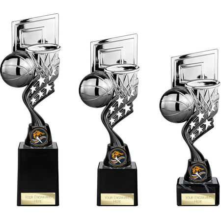 Innov8 Basketball Plastic Trophy Silver & Black