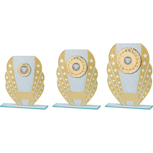 Tri-Star Glitter Glass Award Gold & Silver