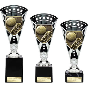 Cobra Star Cup Football Boot & Ball Silver & Black