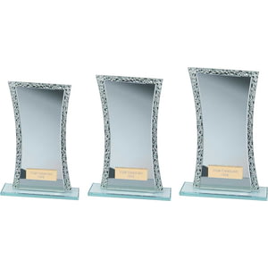 Eternal Glass Award Blue & Cracked Silver