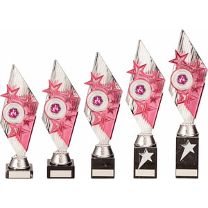 Pizzazz Plastic Trophy Silver & Pink