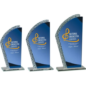 Hawk Glass Award Blue & Silver