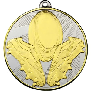 Premiership Rugby Boot & Ball Medal Gold & Silver 60mm