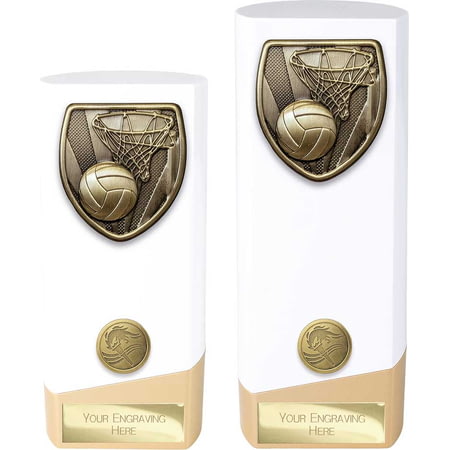 Prime Cobra Netball Award White & Gold 190mm