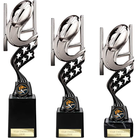 Innov8 Rugby Plastic Trophy Silver & Black