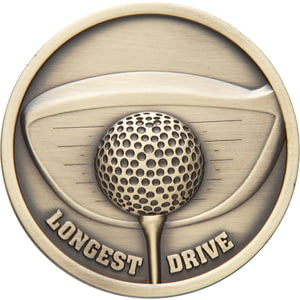 Links Series Longest Drive Golf Medal Gold 70mm