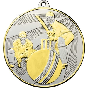 Premiership Cricket Medal Gold & Silver 60mm
