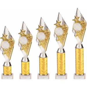 Pizzazz Plastic Tube Trophy Silver & Gold