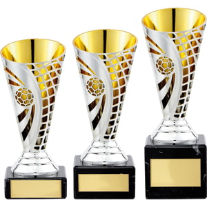 Defender Football Trophy Cup Silver & Gold