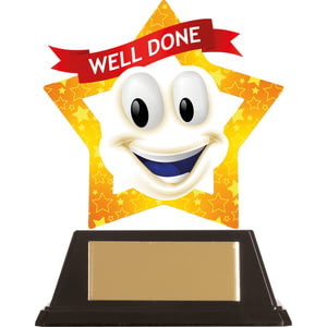 Mini-Star Well Done Smile Acrylic Plaque 100mm