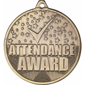 Cascade Attendance Iron Medal Antique Gold 50mm