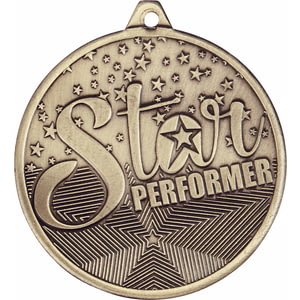 Cascade Star Performer Iron Medal Antique Gold 50mm