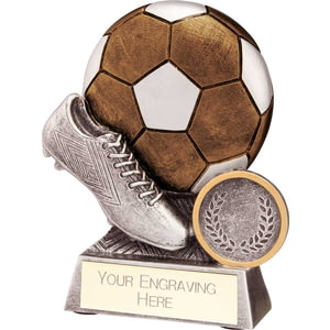 Exodus Football Boot & Ball Award Antique Gold & Silver 80mm