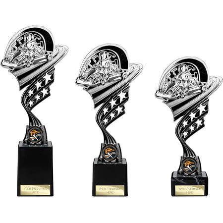 Innov8 Go Kart Plastic Trophy Silver & Black