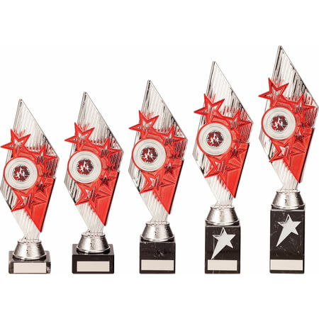 Pizzazz Plastic Trophy Silver & Red