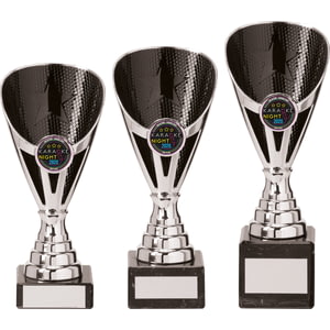 Rising Stars Premium Plastic Trophy Silver & Black