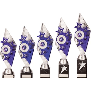 Pizzazz Plastic Trophy Silver & Purple