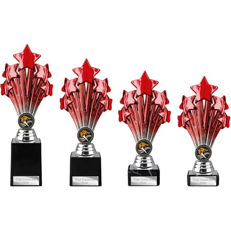 5 Star Trophy Red and Silver