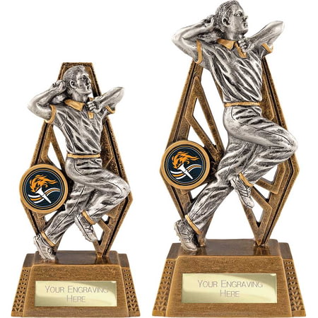 Immense Cricket Bowler Award Antique Gold & Silver 190mm